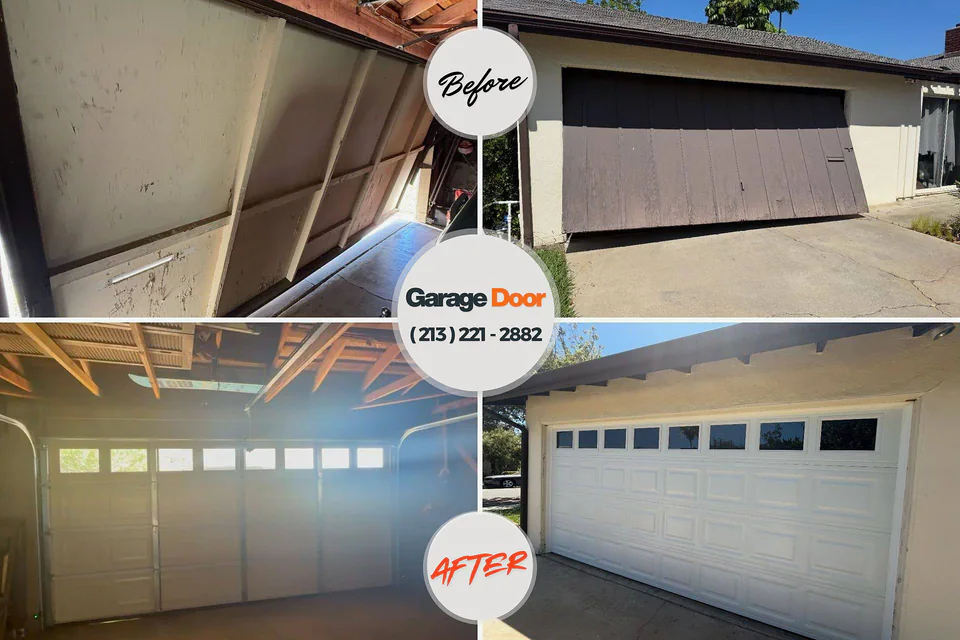 Before and after: garage door repair Holualoa, HI